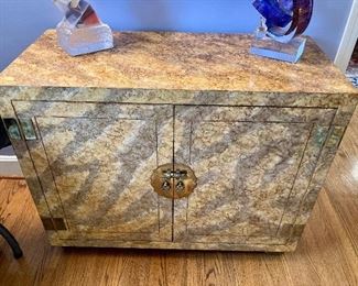 Burl lacquered server by Henredon
39” w, 18” d, 31.5” h
