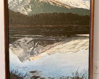 Oil on canvas snowy mountain scene by Rob Bowen
$600