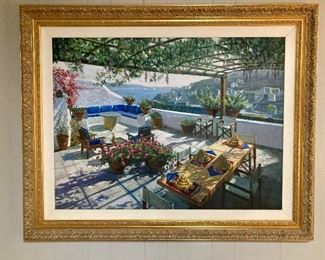 Oil on canvas patio scene by Peter Ho
50” x 40”
$600