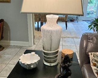 Art glass and lucite table lamp