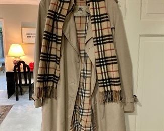 Burberry overcoat (s/m petite) and scarf