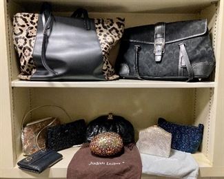 Lots of Judith Leiber handbags