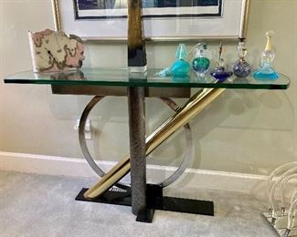 Postmodern console table by Kaizo Oto for DIA (Design Institute of America)
48” w, 14” d, 27.5” h