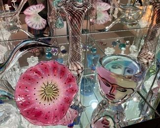 Bernstein art glass face vase
