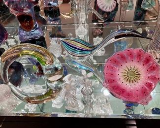 -Waterford Evolution arc vase 
-Romano Dona glass bird 
-Alabama artist Cam Langley watermelon flower 
