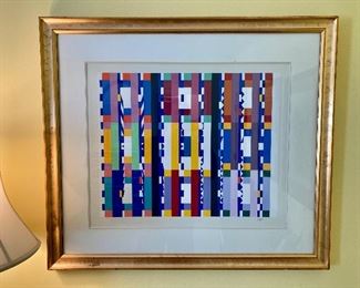 Signed serigraph by lenticular artist Yaakov Agam (made the optical wall sculpture at UAB)
35.5” x 31”
