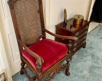 Jacobean cane back throne chair
