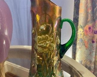 Northwood carnival glass tankard “Oriental Poppy”
