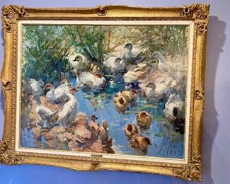 “Learn to Swim” oil on canvas by Valdan Stiha (1908-1992)
48” x 38”
