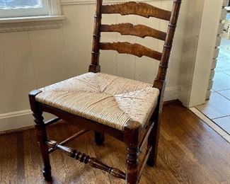 Set of 8 Theodore Alexander ladder back rush bottom dining chairs
