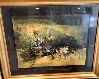 ltd Ed Hoi Lebadang litho.  Water damage to outer mat