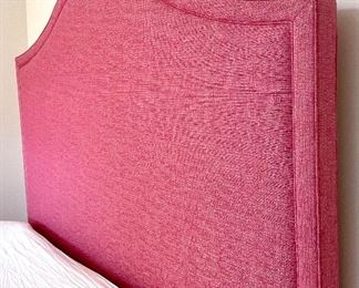 SOLD - Queen uphosltered headboard with matching upholstered side rails and footboard. Mattress & boxspring included; Dated 2018, Nectar brand, memory foam style. Clean! Headboard measures 67" W x 74" H. 