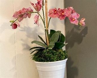 SOLD 31" H. Lux pink orchid w/ moss.  