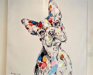 SOLD- Boston Terrier Canvas Artwork 28 x28