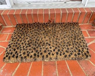 `1 SOLD, 1 AVAIL. $18 - Outdoor leopard print rug, natural fiber by Ballard Designs. 