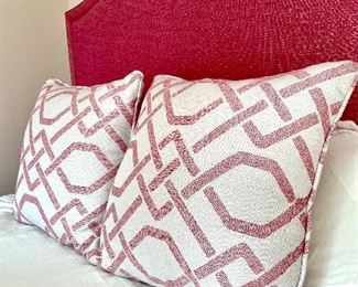 SOLD-Pink and white euro shams with inserts. 