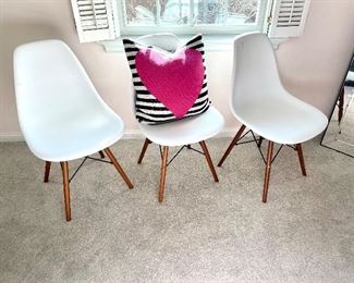 SOLD-Plastic MCM style chairs; smaller scale. Price is for ALL. 18 x 18 x 32. Some marks. 