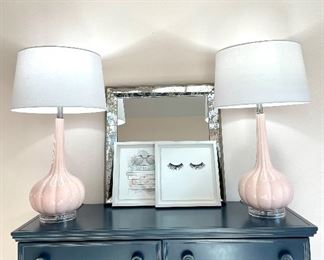 SOLD PAIR of light pink lamps for the pair. 28" H. 