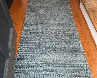 SOLD  Green Chenille/Jute runner from Pottery Barn. 2.5' x 9'
