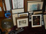 portion of the framed vintage art work