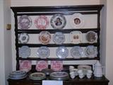nice selection of mostly Adams English plates. Wedgwood desert set