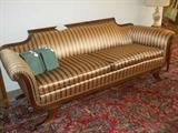 antique/vintage Empire styled sofa, wonderful condition, sitting on a fabulous Sarouk room sized rug in near mint condition. YUM