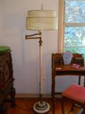 one of three vintage/antique floor lamps, each with the layered double shade