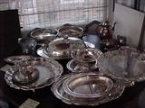 scads of vintage silverplated serving pieces.