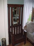 antique Oak Hall seat with mirror