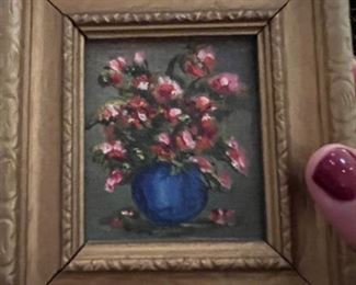 Texas artist, Lillian Harmon small still life.  Little interesting pops!