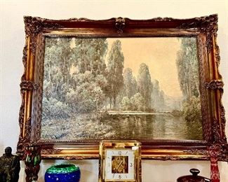 Vintage oil landscape by HD Greer.  Escape to the countryside.