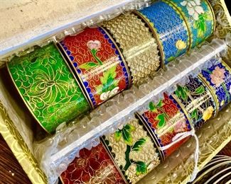Beautiful cloisonne napkin rings.  