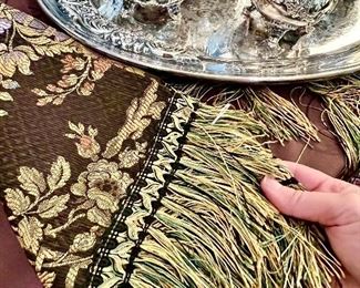 This runner and tablecloth are fantastic!  Small touches of different textures and colors make all the difference.