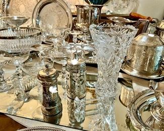 Mirrors make crystal, silverware, and glassware POP!!