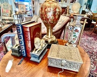 Beatiful decor.  Middle Eastern brass lamps with red paint.