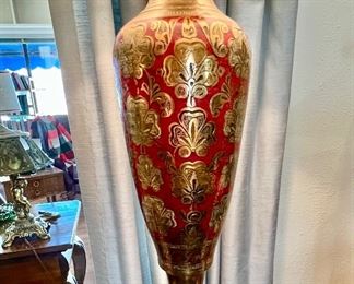 Middle Eastern red brass lamp.  You will be the only one with this beauty!