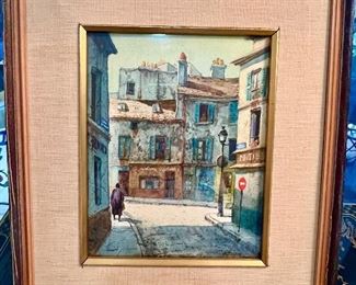 Original Henry Gasser watercolor.  "Montmarte in Sunlight".  Known artist.
