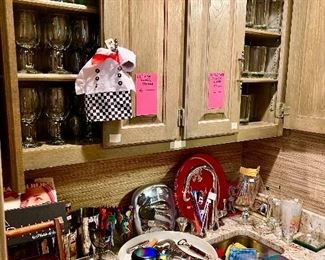 The wet bar.  Lots of glassware for your needs.