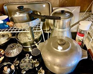 Vintage Magnalite cookware.