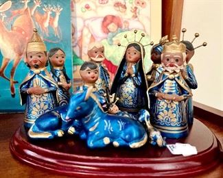 LOVE THIS Mexican/New Mexican Nativity.  The blue is dynamic!