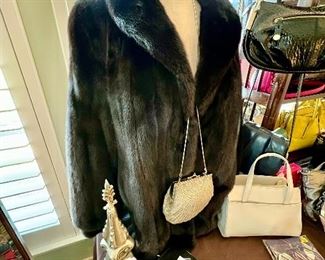 Black mink fur past the waist.