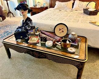 Here's the rectangle Chinoiserie coffee table that matches the square in the living room.