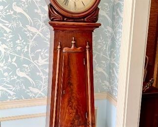 Outstanding antique c1845 7ft tall mahogany case tall clock by Daniel MacBeth Glasgow, Scotland.  BEAUTIFUL!  More pics below.