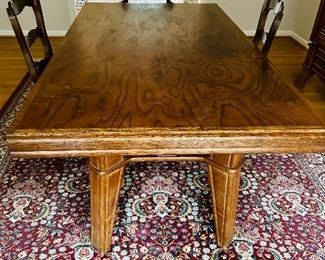 Vintage French Art Deco Dining Table with two leaves