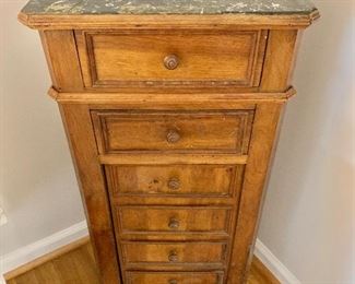 Vintage 6-drawer, marble top chest - AS IS - Marble cracked
