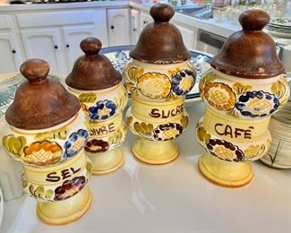 Vintage French ceramic spice pot coffee salt sugar and flour