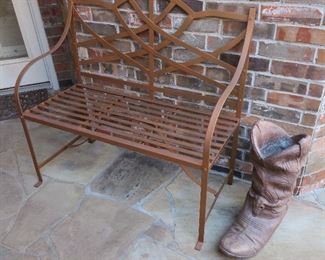 Bench, cowboy boot planter