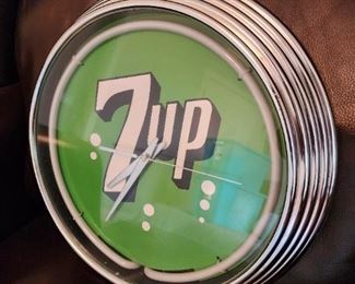 Light up Neon 7up Advertising Sign (does work but are currently looking for an adapter)
