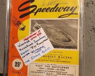 1960 Winner of Indy 500 Vintage Rockford Speedway Booklet Signed by Jim Rathman after winning the Indy 500