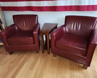 Notice that the left chair has leather damage on the arms of the chair.  Thank you